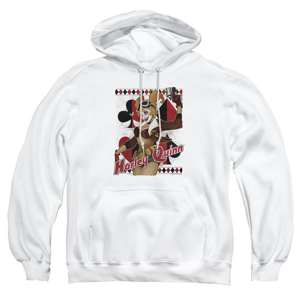 JLA644-AFTH-3 JLA Harley Bombshetll Adult Pullover Hoodie, White - Large