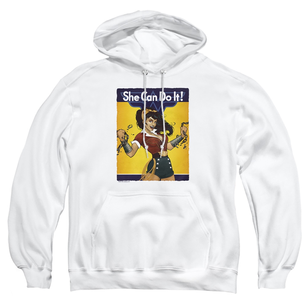 JLA646-AFTH-6 JLA Wonder Bombshell Adult Pullover Hoodie, White - 3X