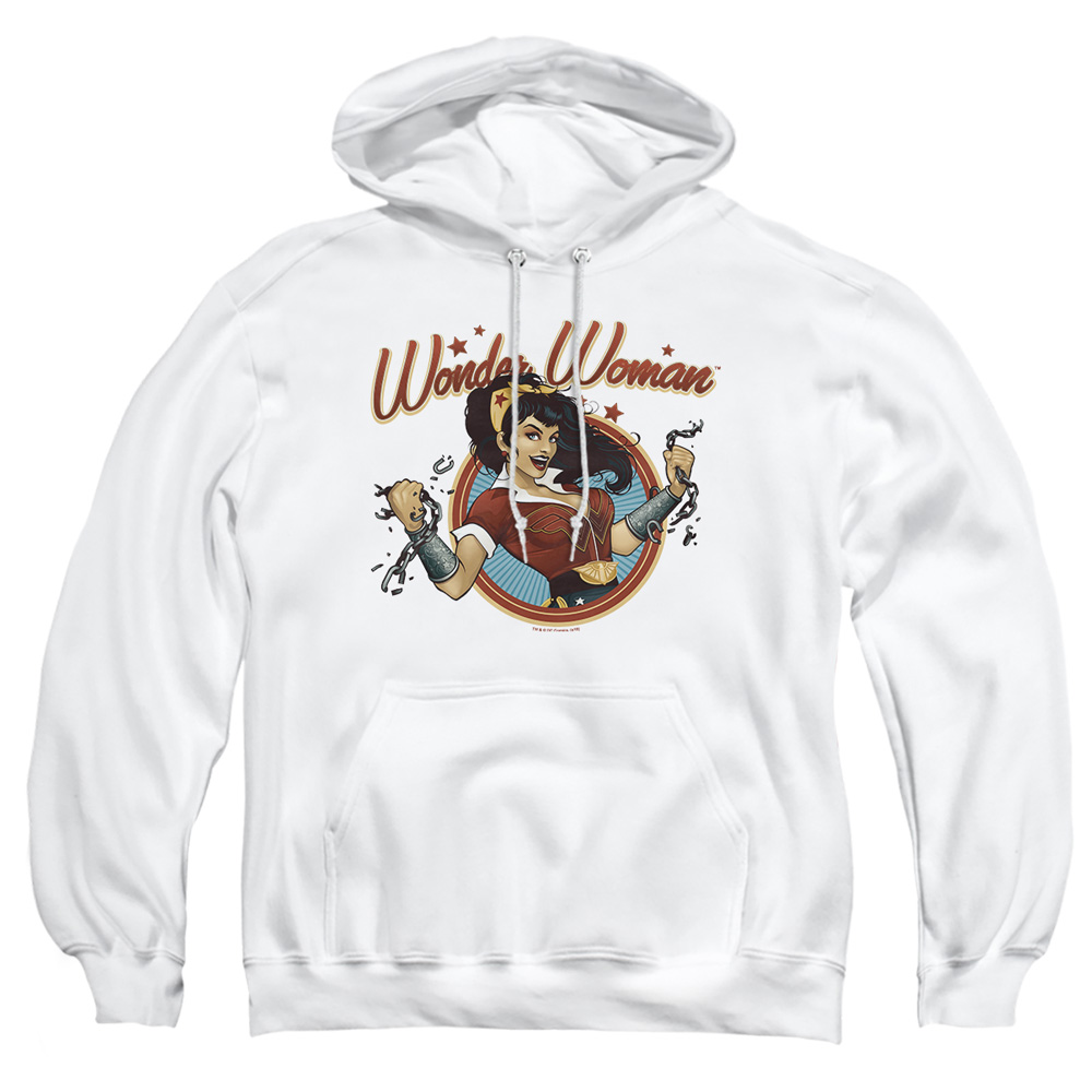 JLA652-AFTH-2 JLA Wonder Break Adult Pullover Hoodie, White - Medium