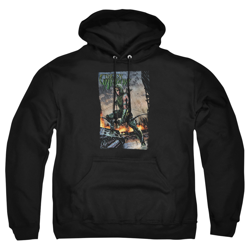 JLA595-AFTH-8 JLA Fire & Rain Adult Pullover Hoodie, Black - 5X