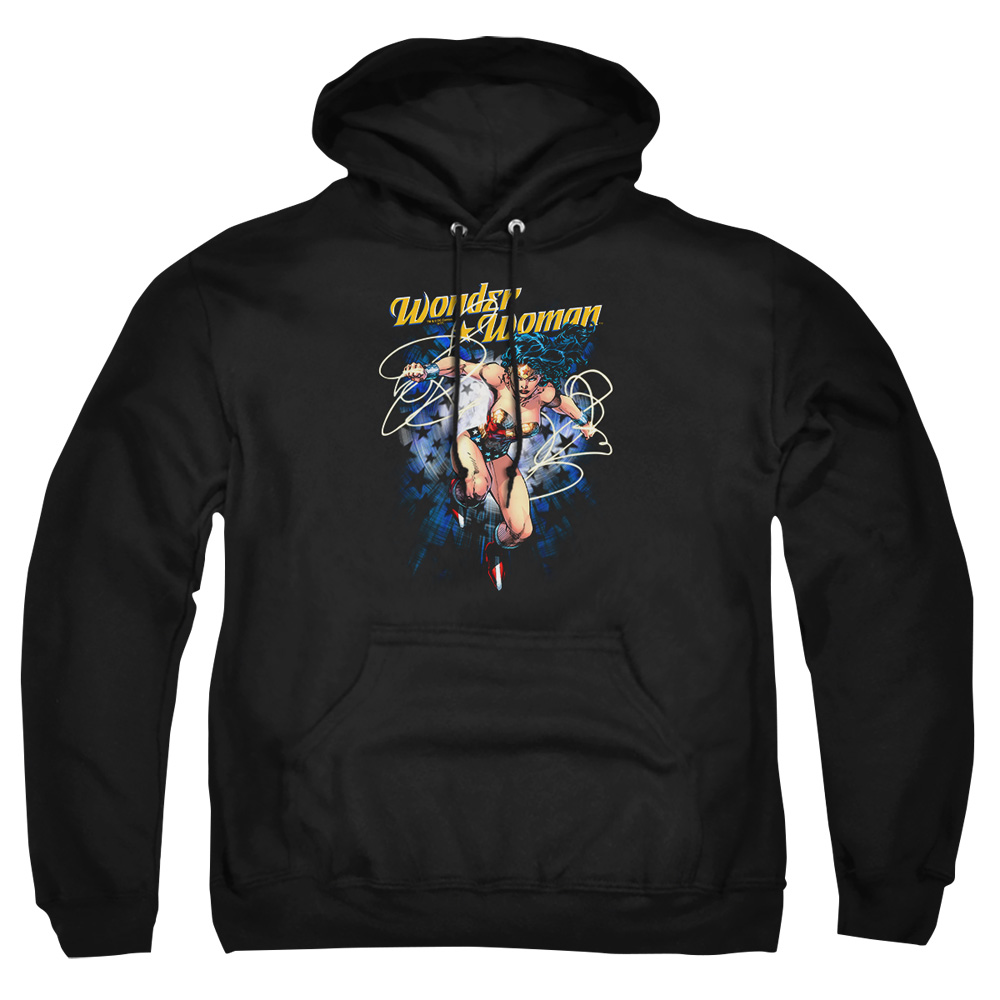 JLA609-AFTH-7 JLA Starburst Adult Pullover Hoodie, Black - 4X