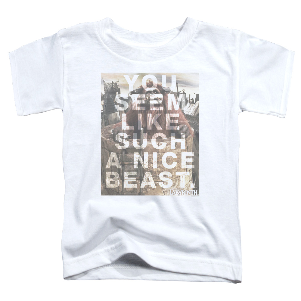 LAB162-TT-3 Labyrinth Nice Beast Toddler Short Sleeve T-Shirt, White - Large 4T