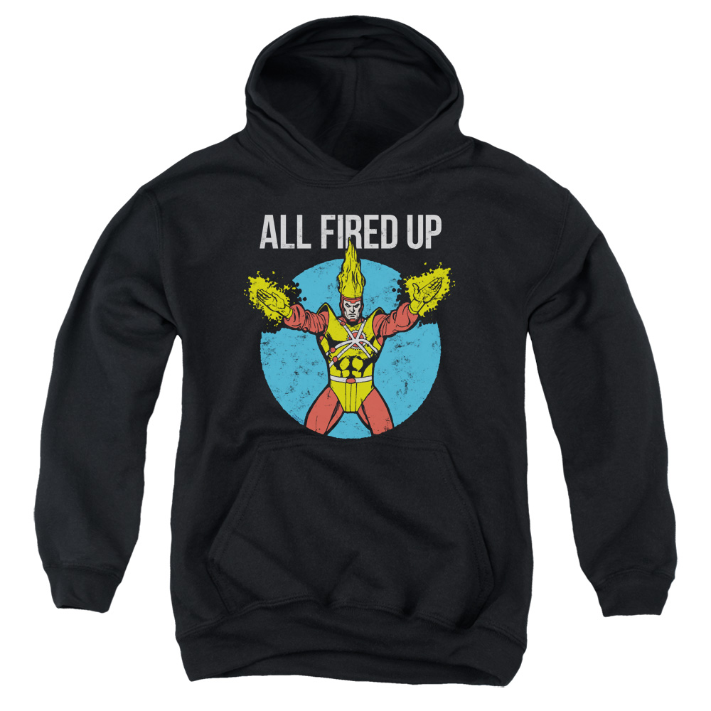 JLA798-YFTH-2 JLA Firestorms Party Youth Hooded Sweatshirt, Black - Medium