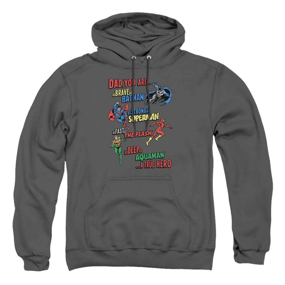 JLA814-AFTH-2 JLA Dad Hero Adult Pullover Hoodie, Charcoal - Medium