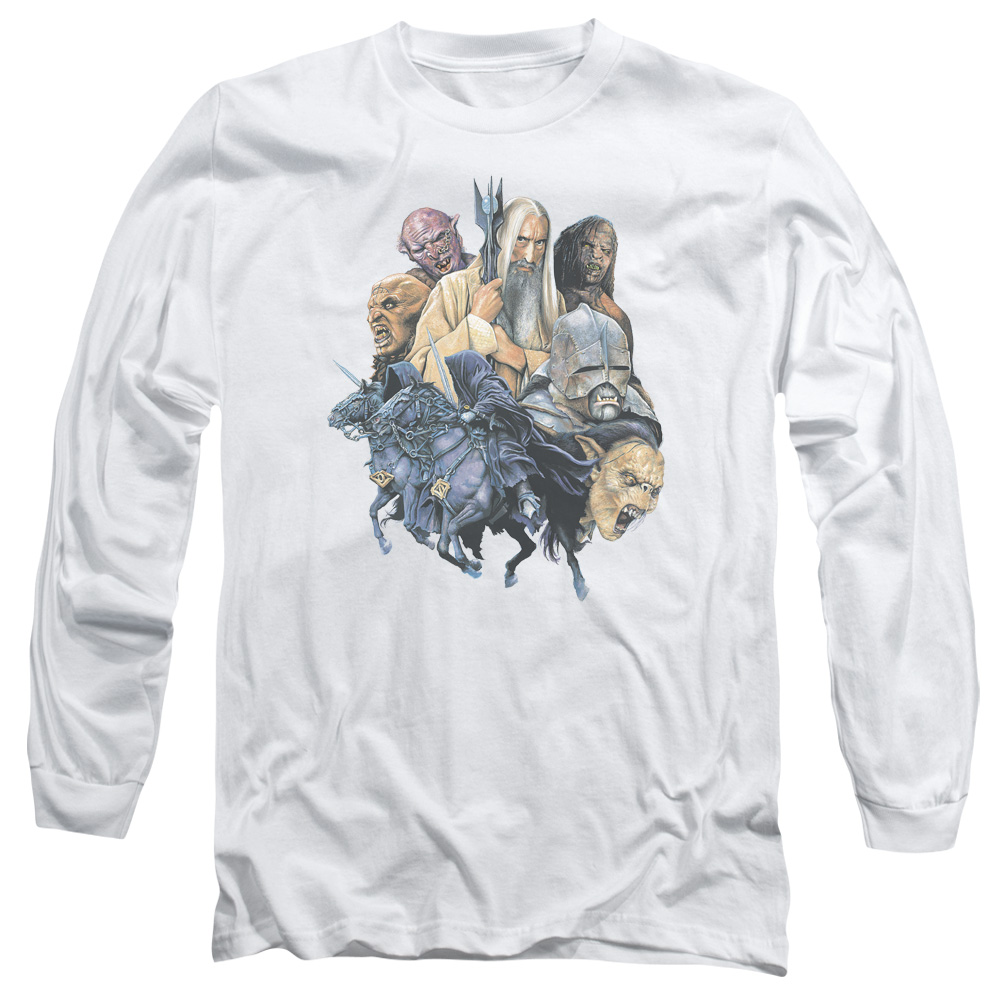 LOR1012-AL-6 Lord of The Rings Collage of Evil Adult Long Sleeve T-Shirt, White - 3X