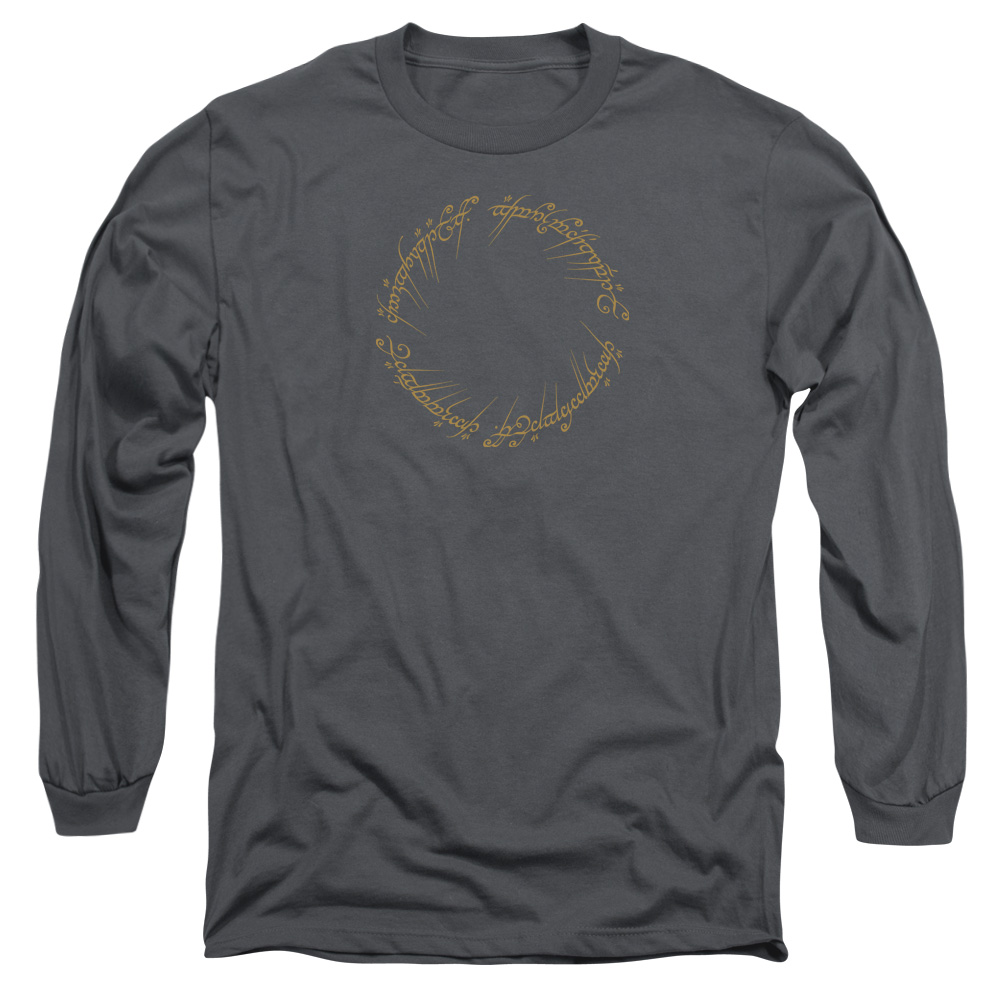 LOR1055-AL-6 Lord of The Rings One Ring Adult Long Sleeve T-Shirt, Charcoal - 3X