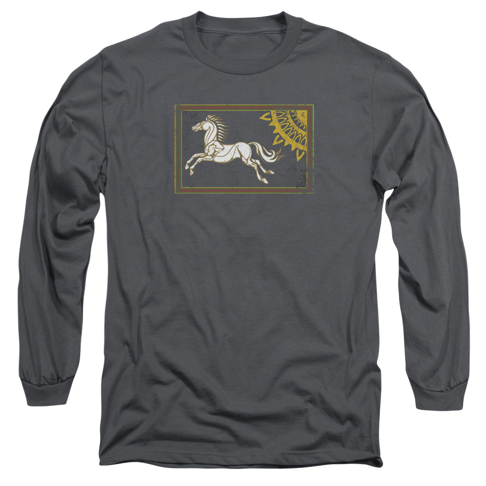 LOR2009-AL-6 Lord of The Rings Rohan Banner Adult Long Sleeve T-Shirt, Charcoal - 3X