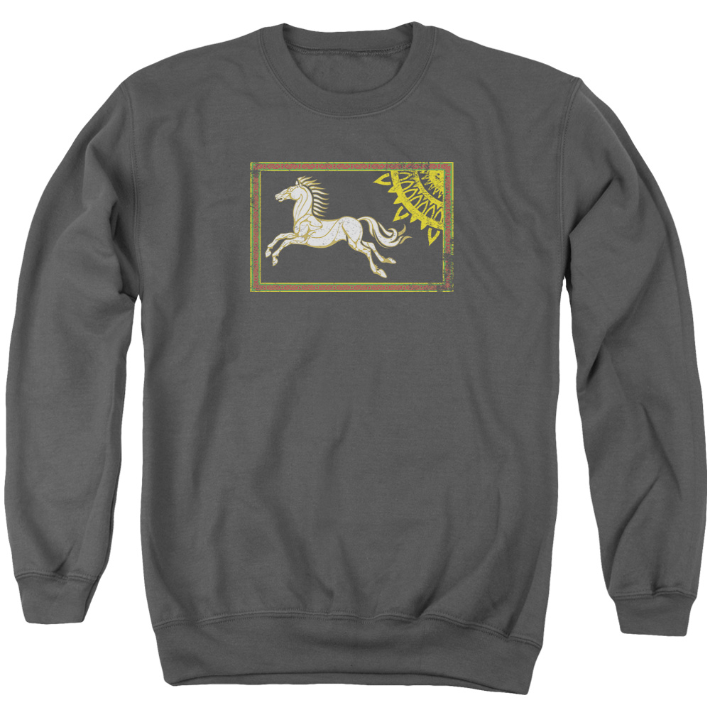 LOR2009-AS-3 Lord of The Rings Rohan Banner Adult Crewneck Sweatshirt, Charcoal - Large