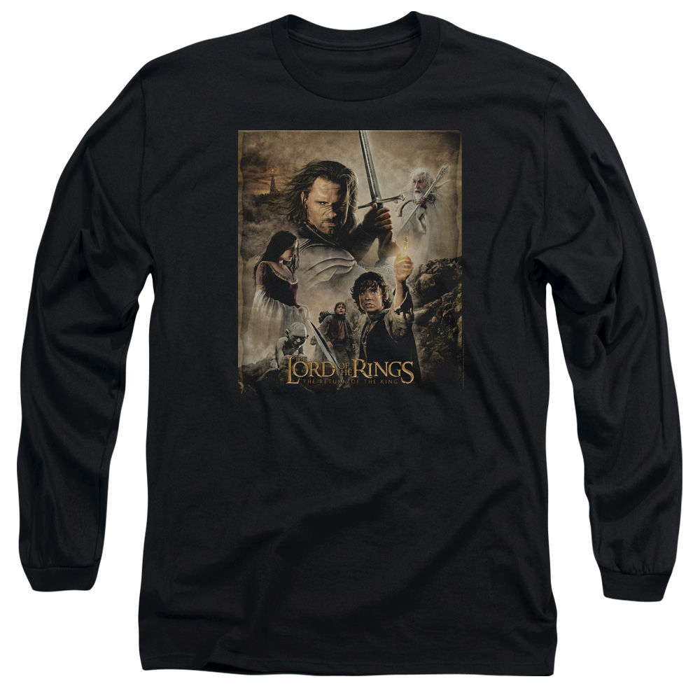 LOR3002-AL-6 Lord of The Rings Rotk Poster Adult Long Sleeve T-Shirt, Black - 3X