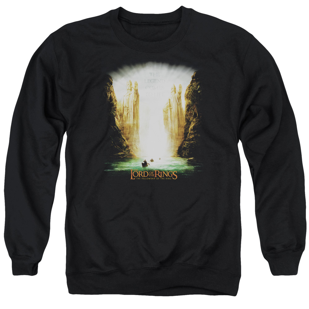 LOR1026-AS-6 Lord of The Rings Kings of Old Adult Crewneck Sweatshirt, Black - 3X