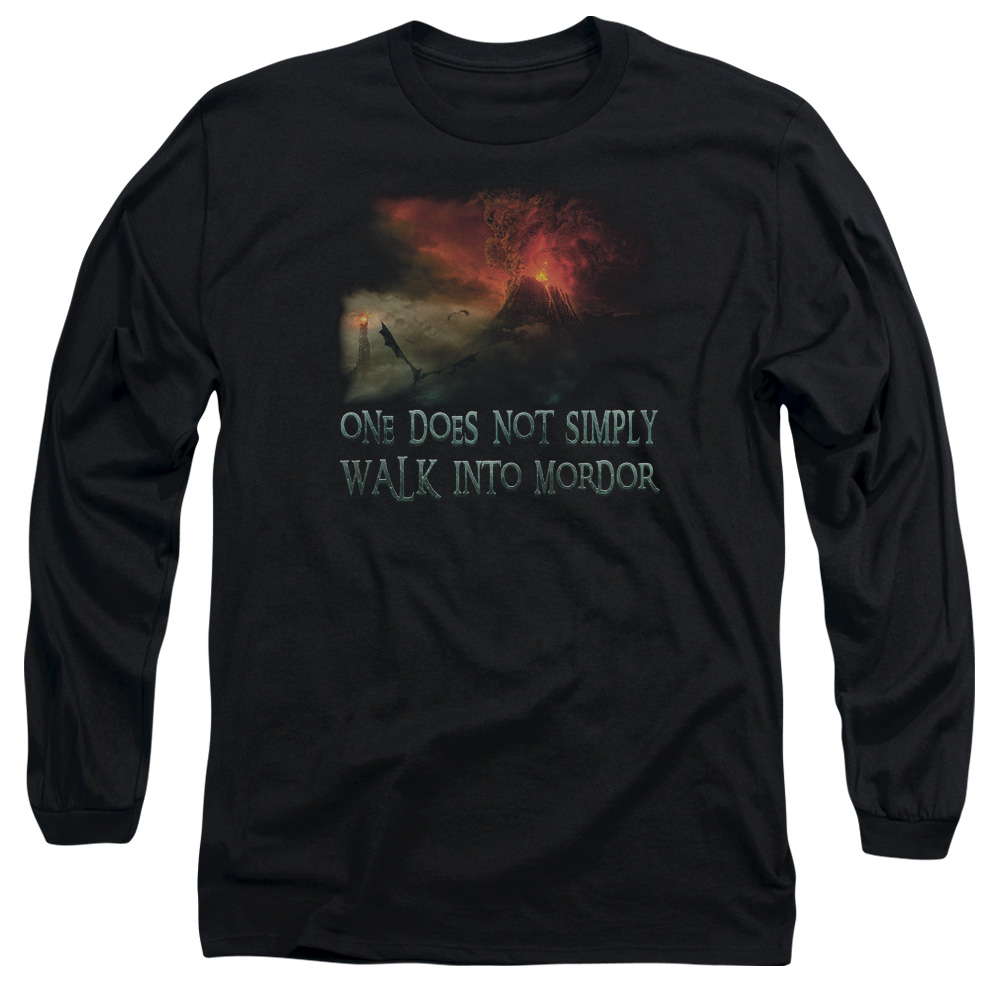 LOR1028-AL-6 Lord of The Rings Walk In Mordor Adult Long Sleeve T-Shirt, Black - 3X