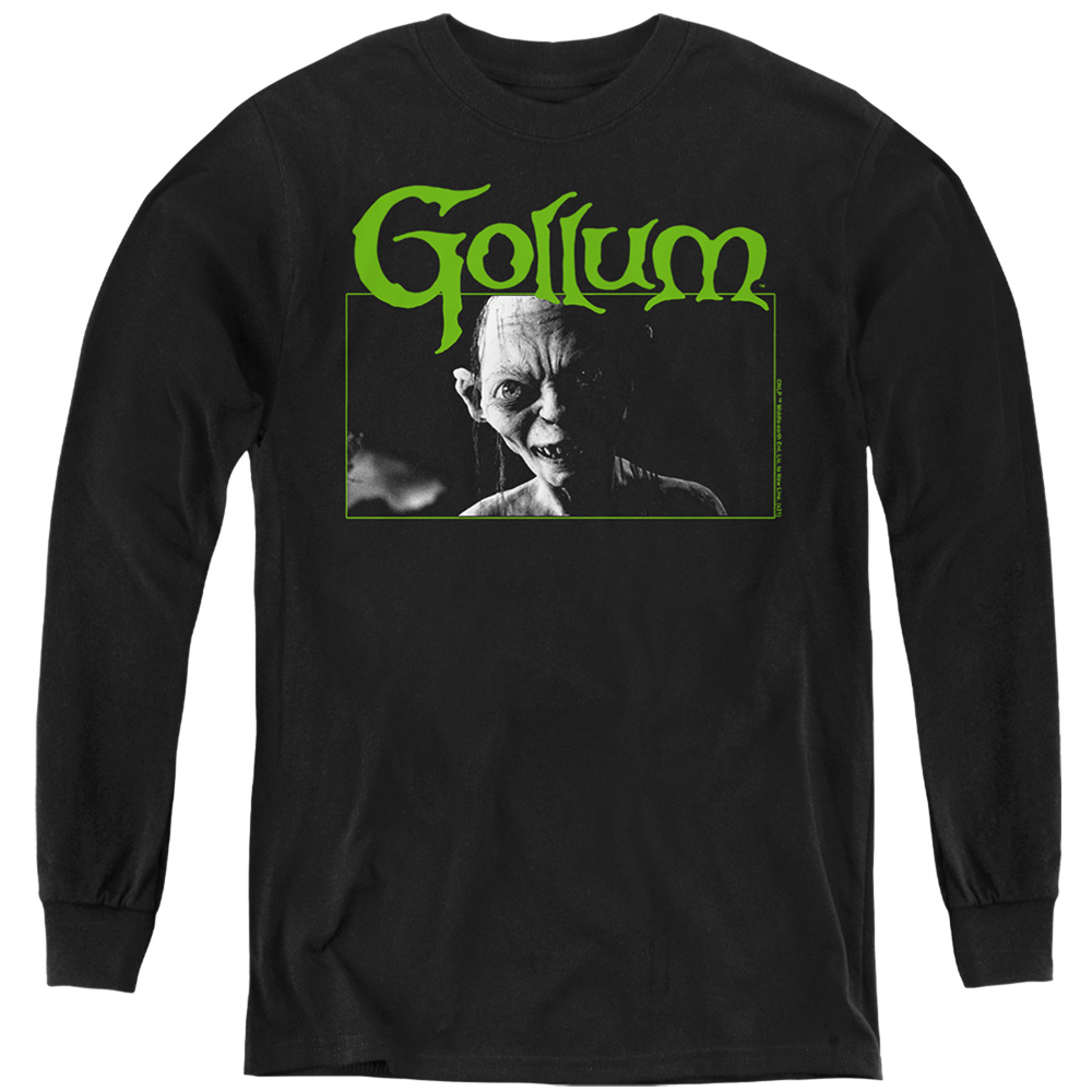 LOR1153-YL-1 Lord of The Rings Gollum Long Sleeve Youth T-Shirt, Black - Small