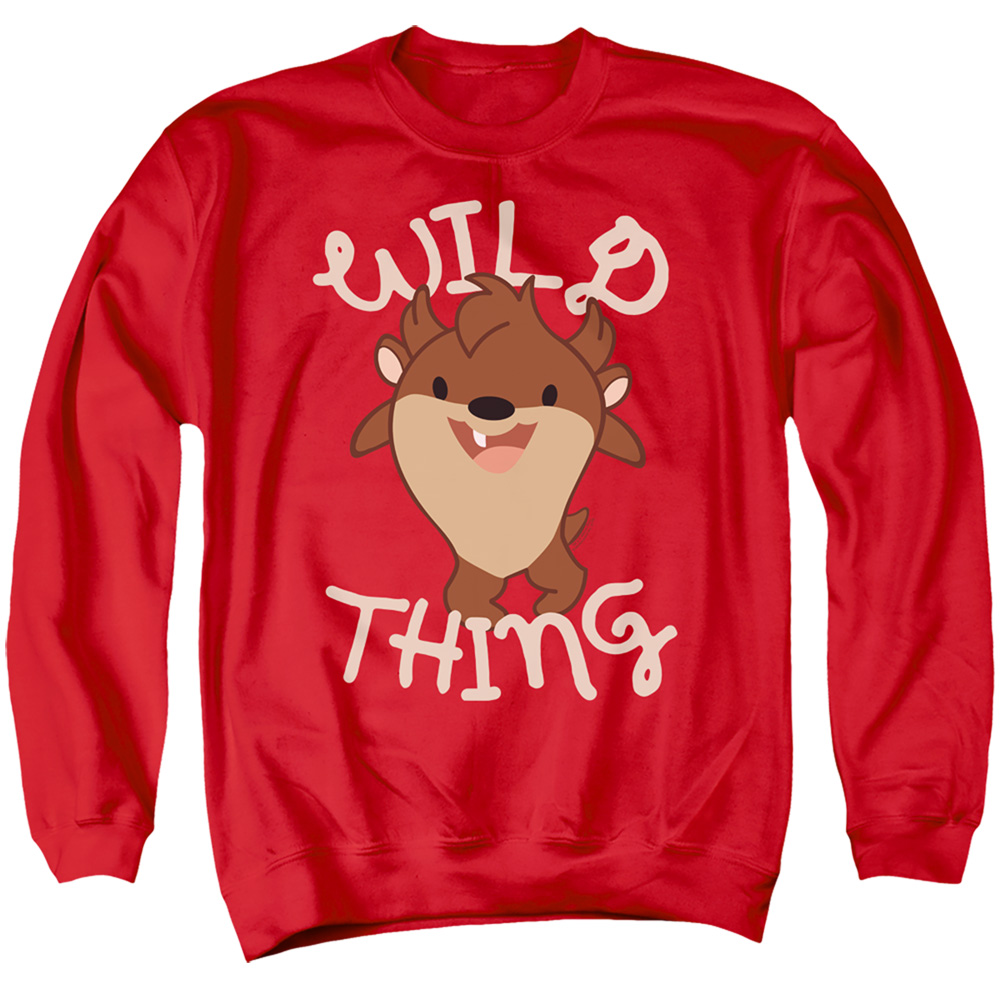LT254-AS-3 Looney Tunes Wild Thing Kid Adult Crewneck Sweatshirt, Red - Large
