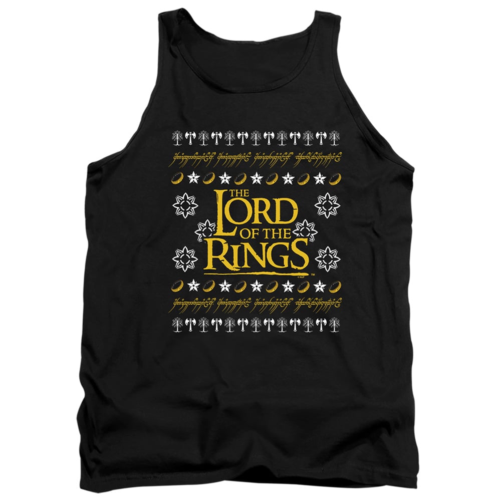 LOR10000-TK-1 Lord of The Rings Ugly Christmas Logo Adult Tank Top, Black - Small