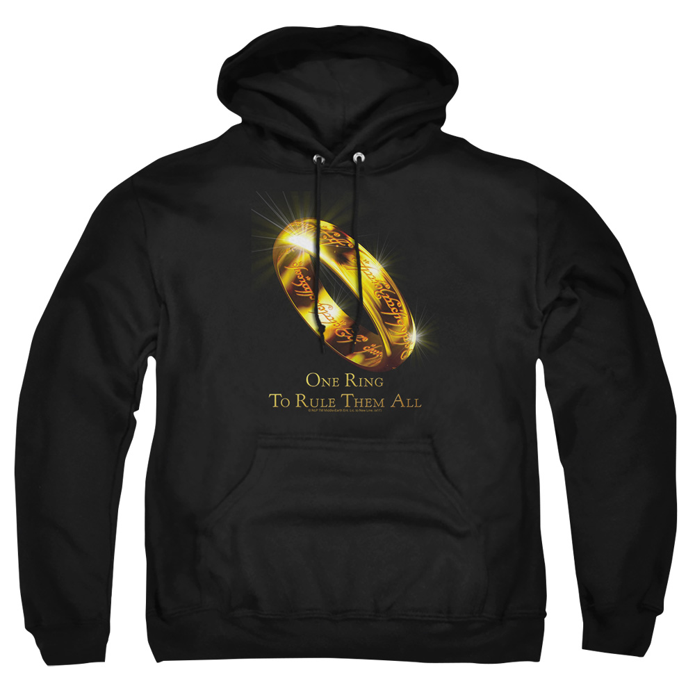LOR1010-AFTH-7 Lord of The Rings One Ring to Rule Them All Adult Pullover Hoodie, Black - 4X