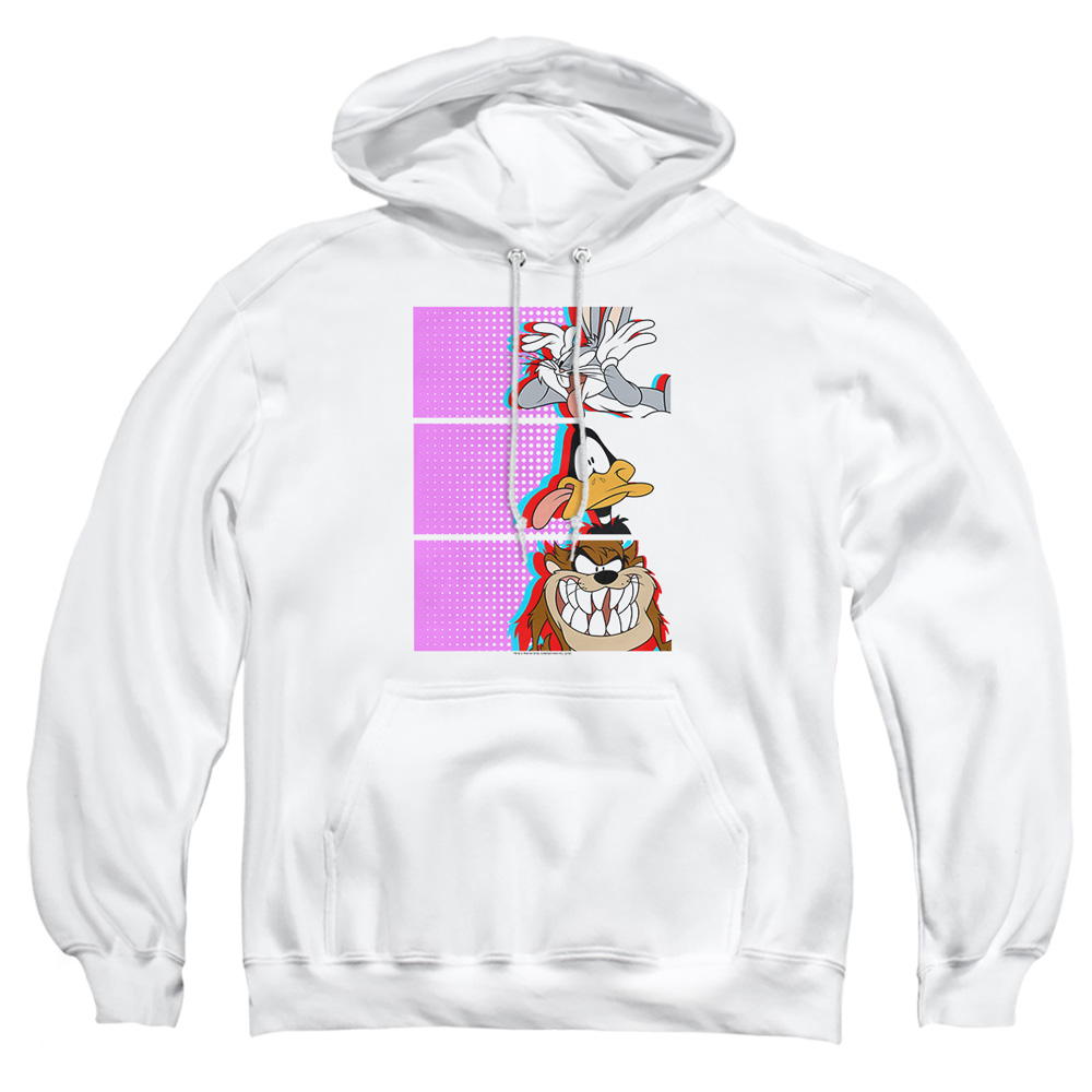 LT304-AFTH-2 Looney Tunes Tiles Adult Pullover Hoodie, White - Medium
