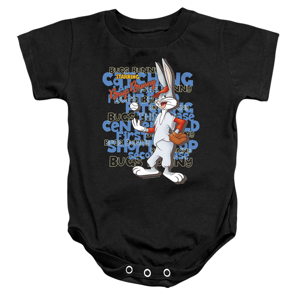 LT327-SS-4 Looney Tunes Bugs Bunny Baseball Infant Snapsuit, Black - Extra Large - 24 Month