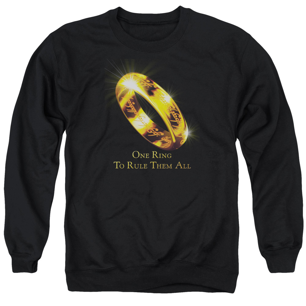 LOR1010-AS-6 Lord of The Rings One Ring to Rule Them All Adult Crewneck Sweatshirt, Black - 3X