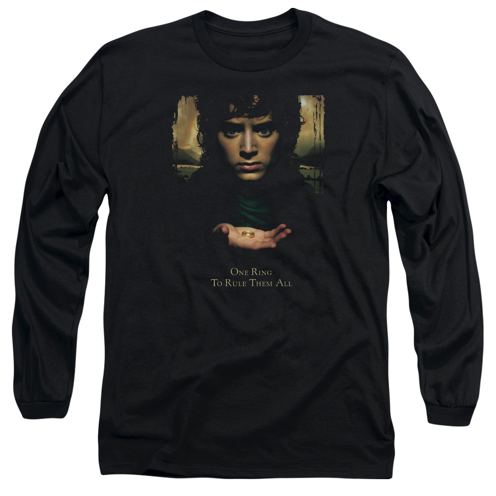 LOR1011-AL-6 Lord of The Rings Frodo One Ring Adult Long Sleeve T-Shirt, Black - 3X