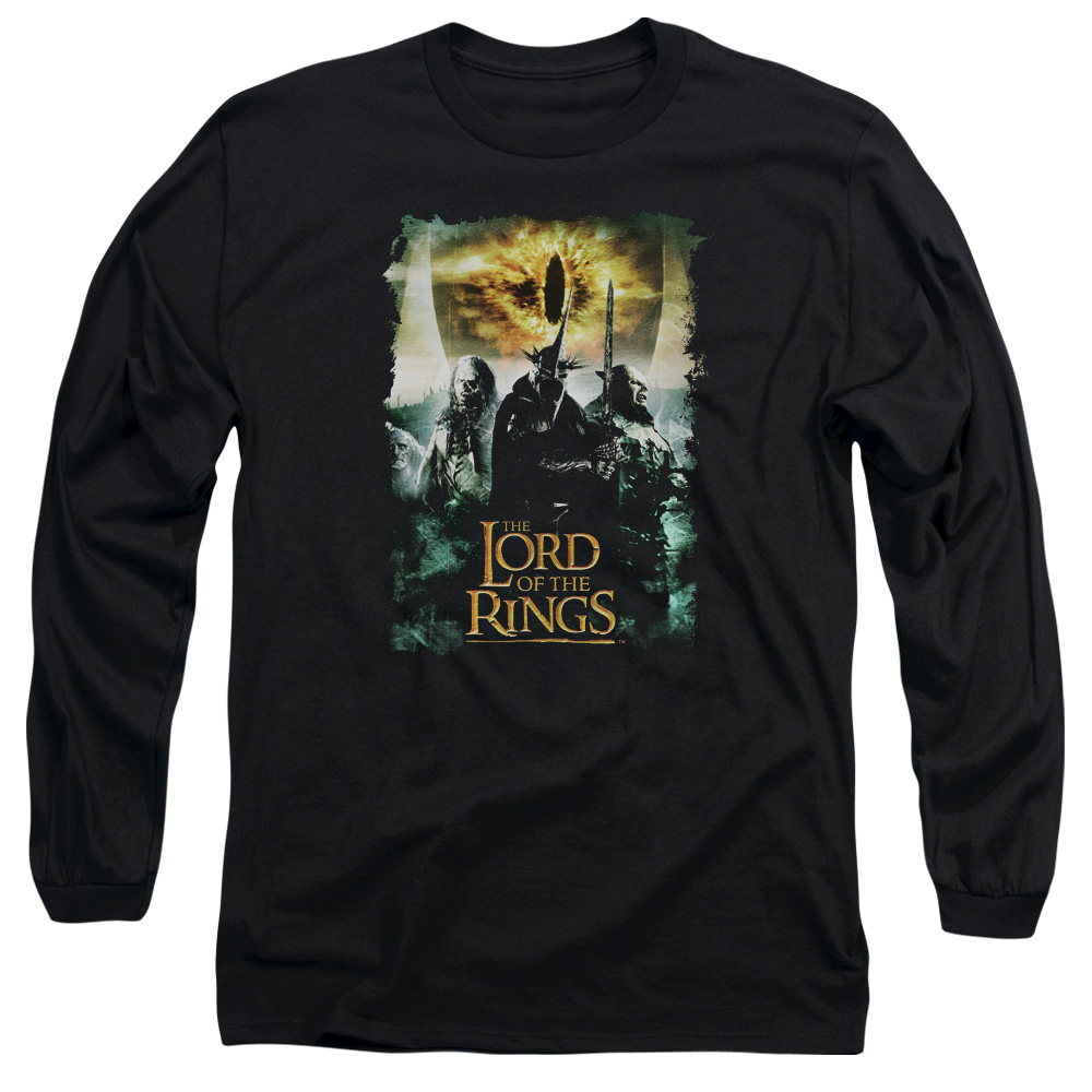 LOR1042-AL-3 Lord of The Rings Villain Group Adult Long Sleeve T-Shirt, Black - Large