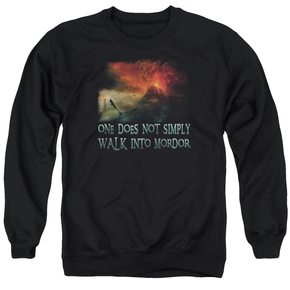 LOR1028-AS-2 Lord of The Rings Walk In Mordor Adult Crewneck Sweatshirt, Black - Medium