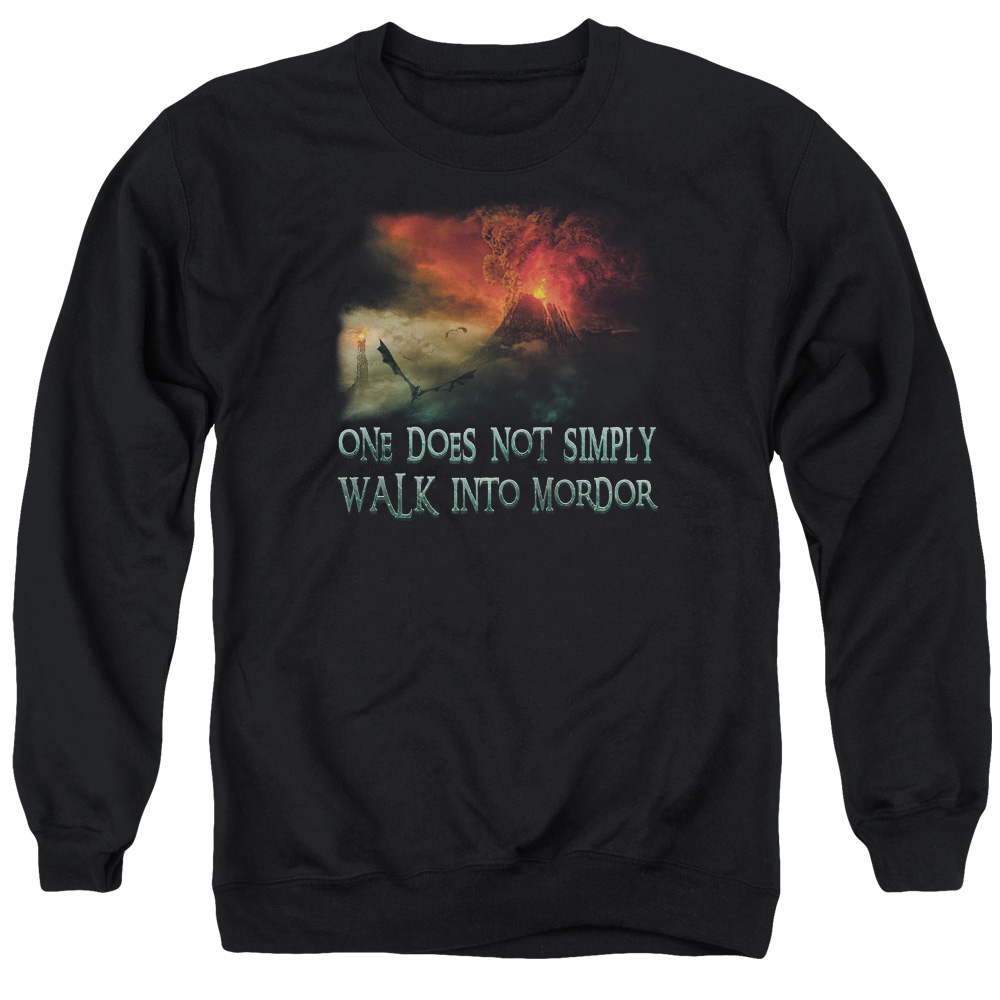 LOR1028-AS-5 Lord of The Rings Walk In Mordor Adult Crewneck Sweatshirt, Black - 2X