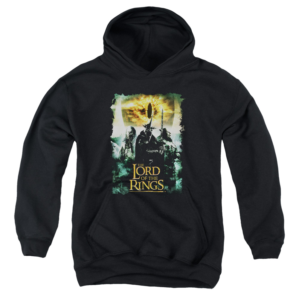 LOR1042-YFTH-2 Lord of The Rings Villain Group Youth Hooded Sweatshirt, Black - Medium