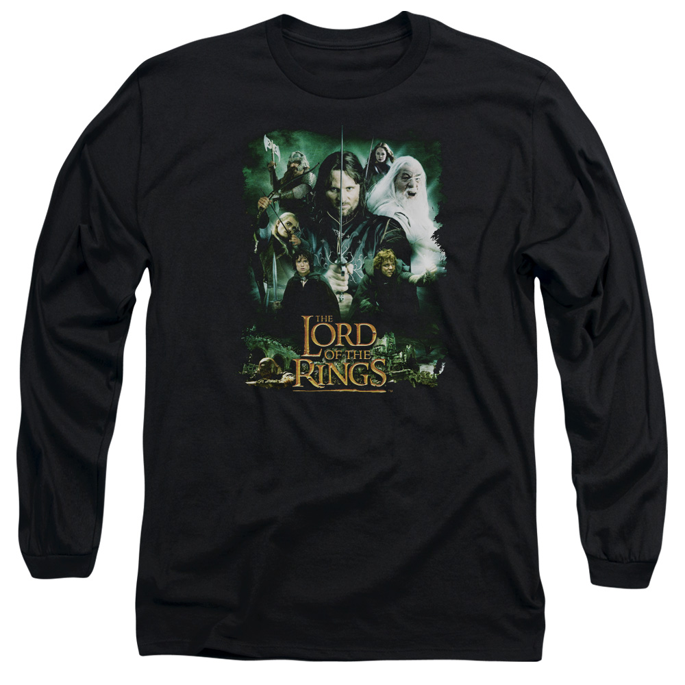 LOR1043-AL-1 Lord of The Rings Hero Group Adult Long Sleeve T-Shirt, Black - Small