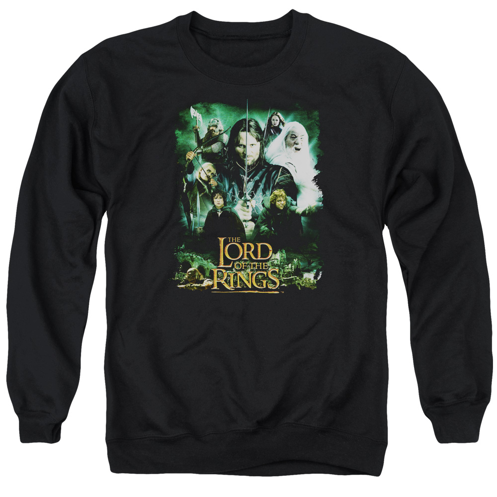 LOR1043-AS-2 Lord of The Rings Hero Group Adult Crewneck Sweatshirt, Black - Medium