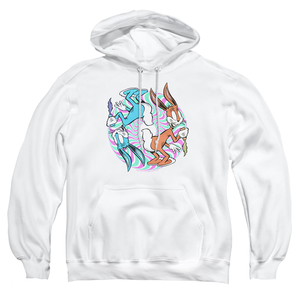 LT284-AFTH-2 Looney Tunes Wacky Wabbit Adult Pullover Hoodie, White - Medium