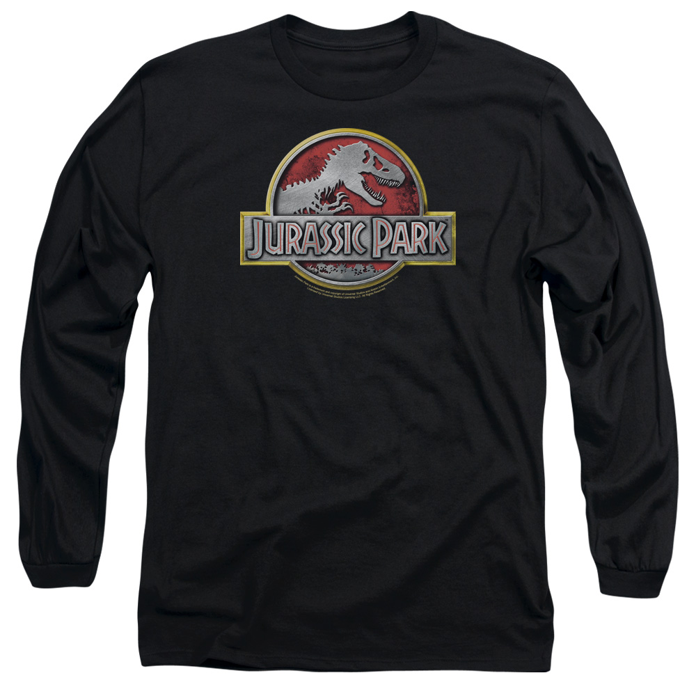 UNI134-AL-6 Jurassic Park Logo Adult Long Sleeve T-Shirt, Black - 3X