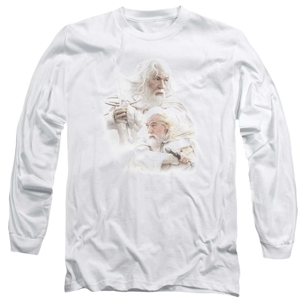 LOR3007-AL-6 Lord of The Rings Gandalf The White Adult Long Sleeve T-Shirt, White - 3X