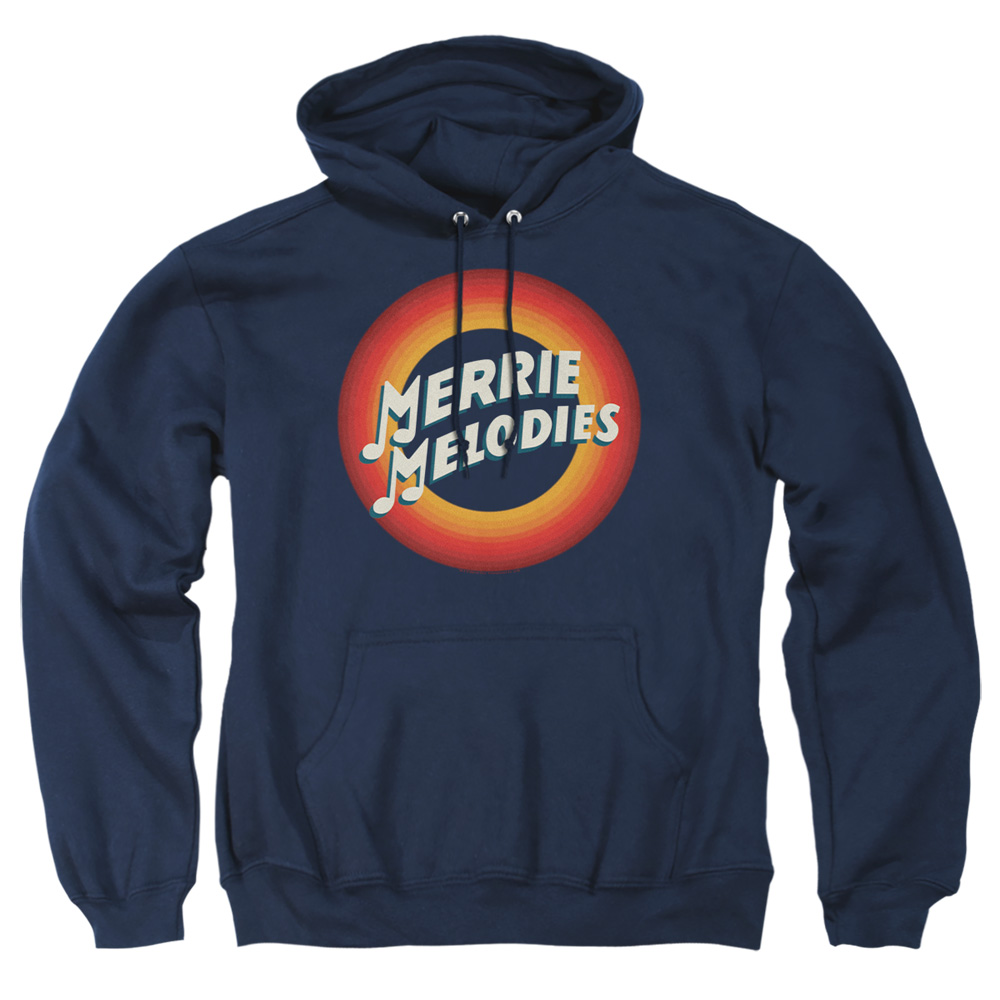 LT252-AFTH-2 Looney Tunes Merrie Logo Adult Pullover Hoodie, Navy - Medium