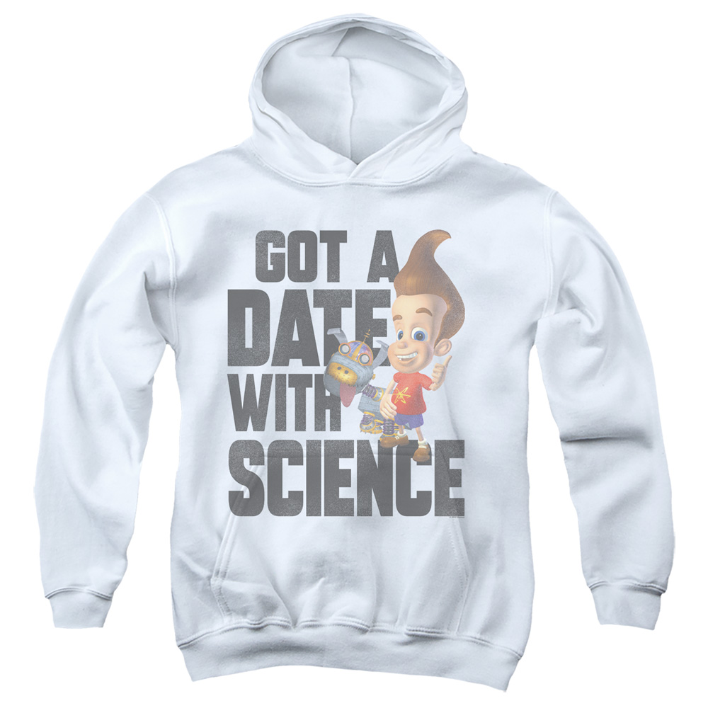 NICK793-YFTH-2 Jimmy Neutron Science Youth Hooded Sweatshirt, White - Medium