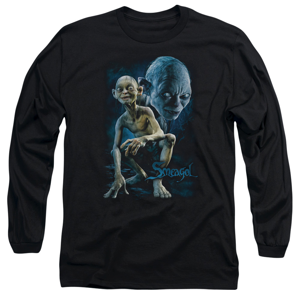 LOR3017-AL-6 Lord of The Rings Smeagol Adult Long Sleeve T-Shirt, Black - 3X