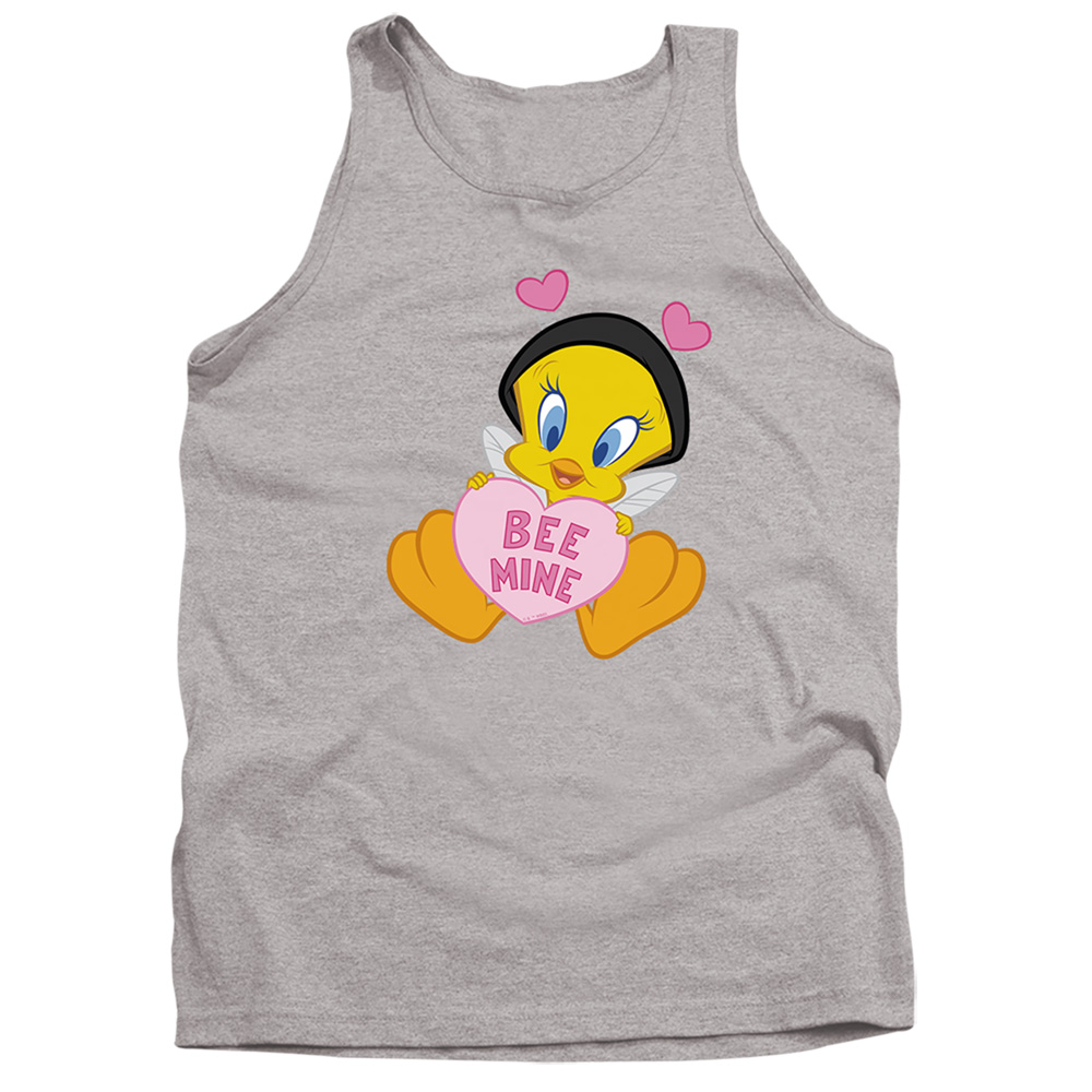 LT10051TVAL-TK-3 Looney Tunes Valentines Day Tweety Bee Mine Adult Tank Top, Athletic Heather - Large