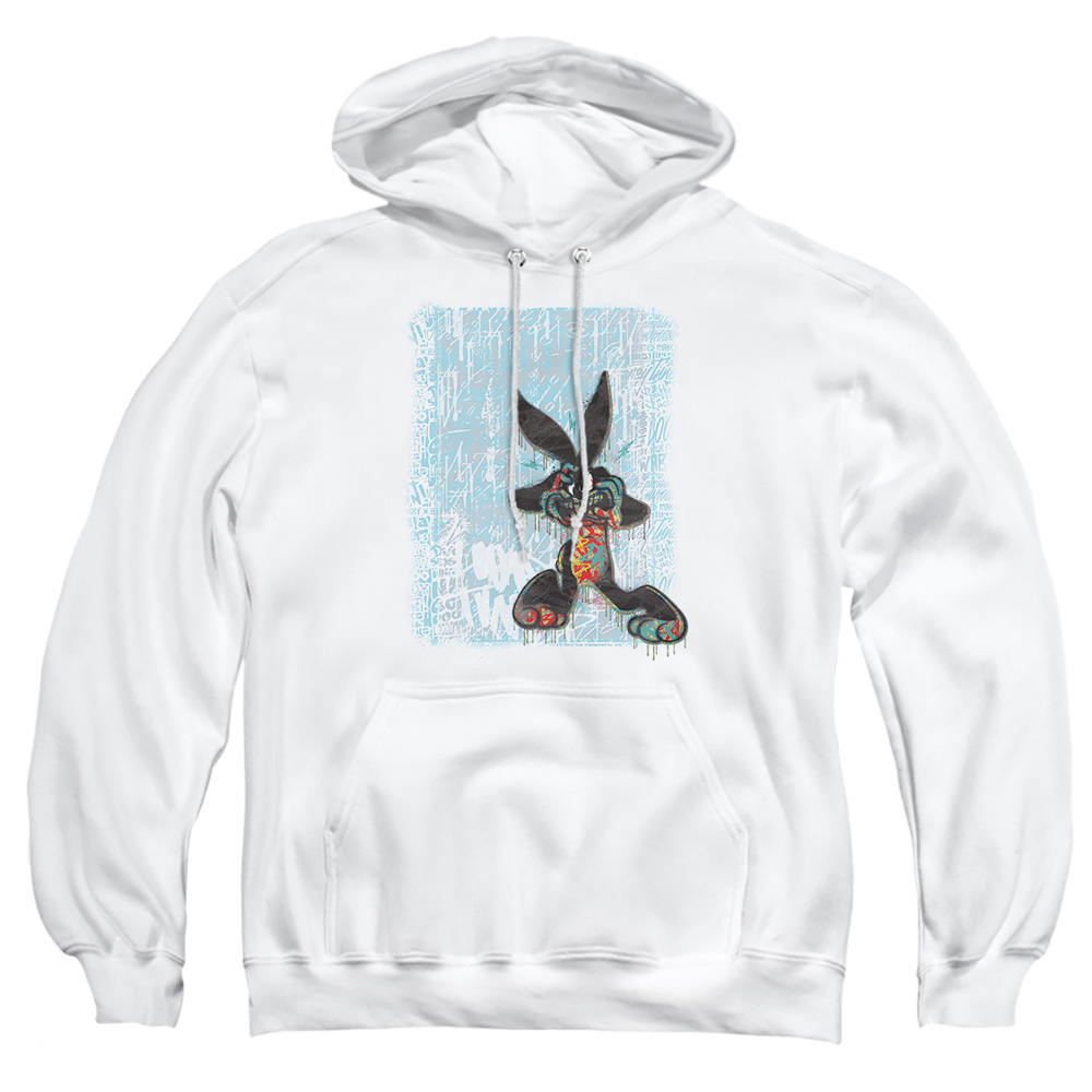 LT261-AFTH-6 Looney Tunes Graffiti Rabbit Adult Pullover Hoodie, White - 3X