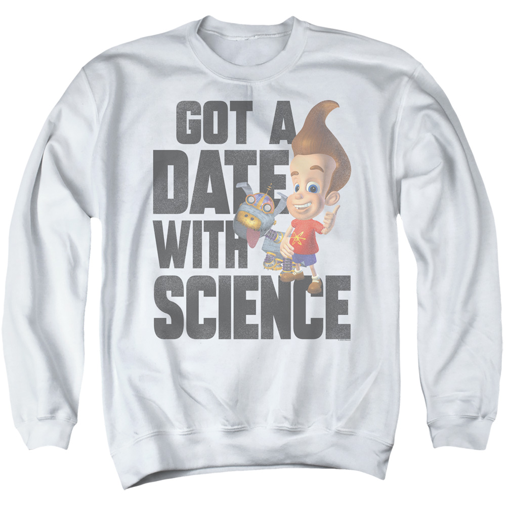 NICK793-AS-2 Jimmy Neutron Science Adult Crewneck Sweatshirt, White - Medium