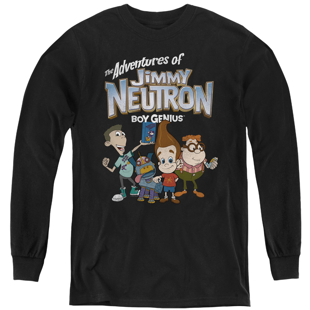 NICK804-YL-2 Jimmy Neutron Group Long Sleeve Youth T-Shirt, Black - Medium