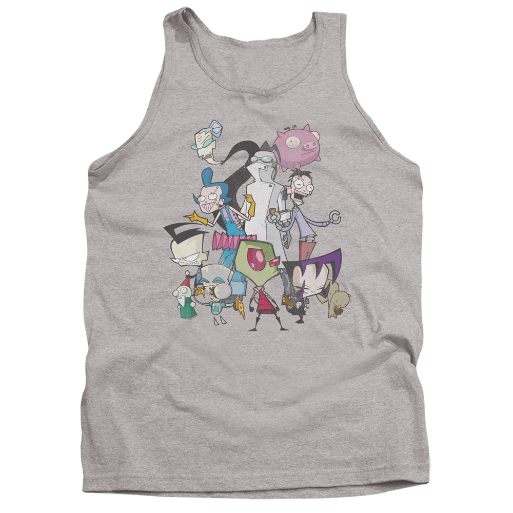 NICK723-TK-2 Invader Zim Group Shot Adult Tank Top, Athletic Heather - Medium