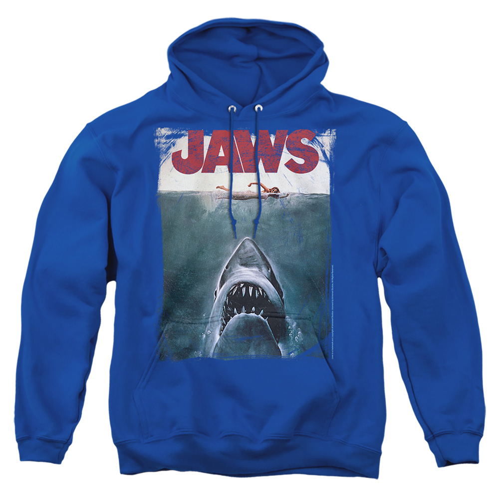 UNI317F-AFTH-3 Jaws Title Adult Pullover Hoodie, Royal - Large