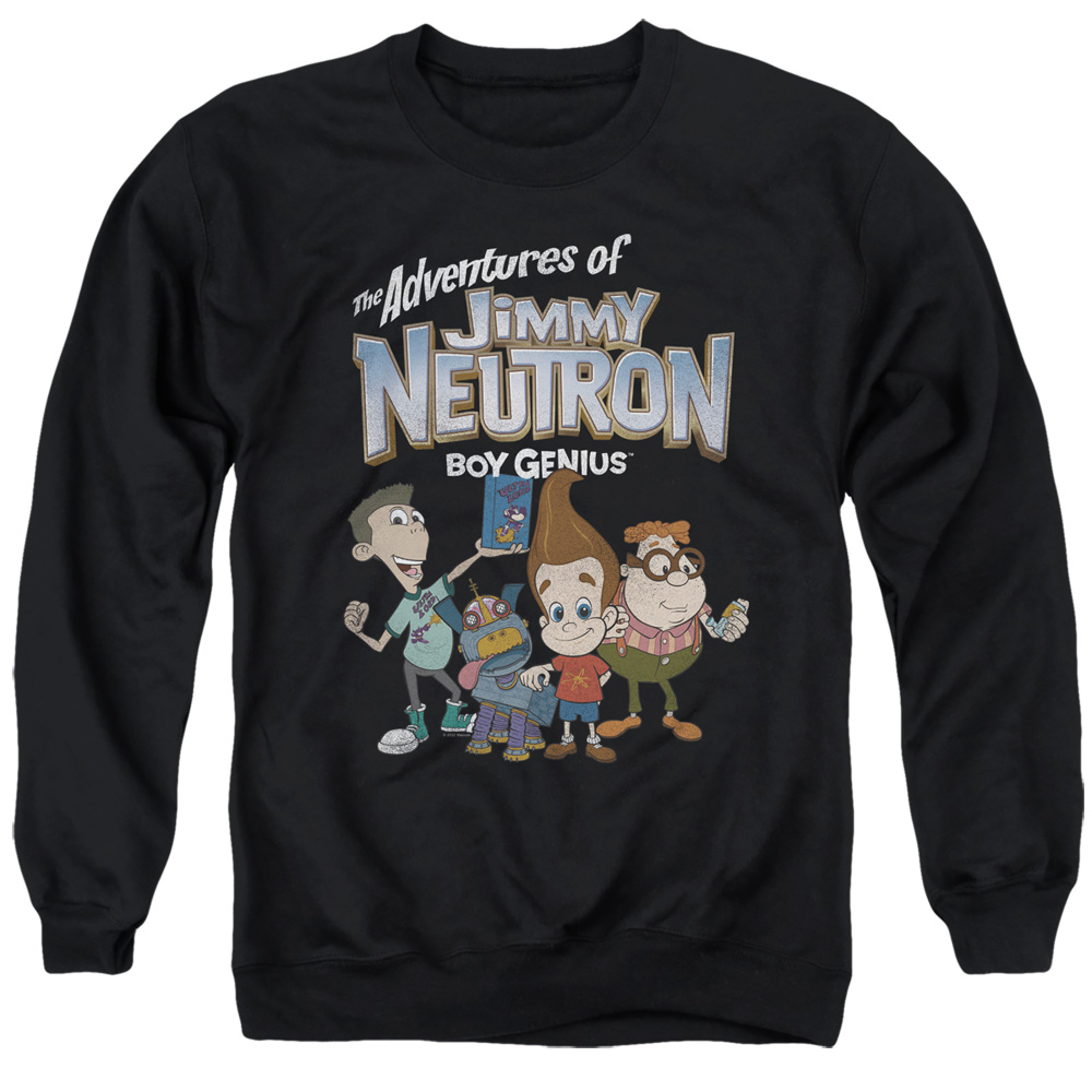 NICK804-AS-2 Jimmy Neutron Group Adult Crewneck Sweatshirt, Black - Medium
