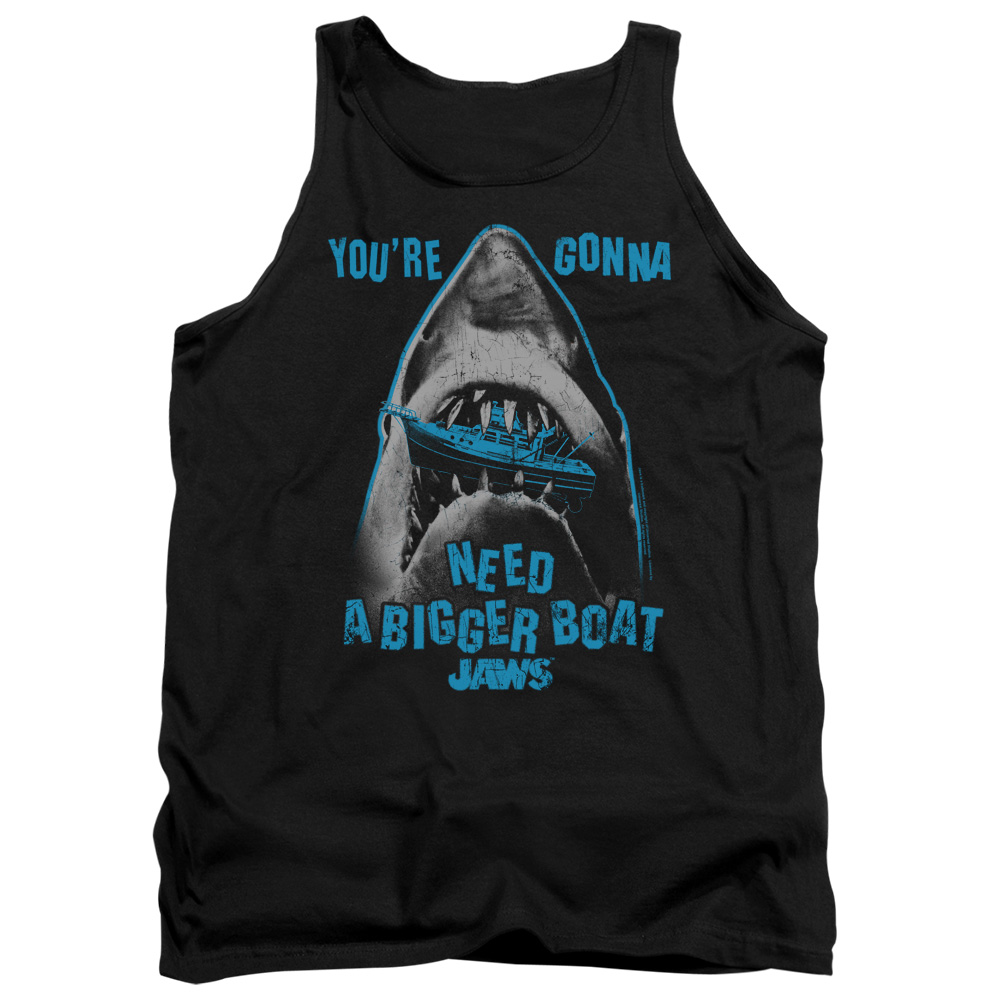 UNI1092-TK-2 Jaws Boat In Mouth Adult Tank Top, Black - Medium