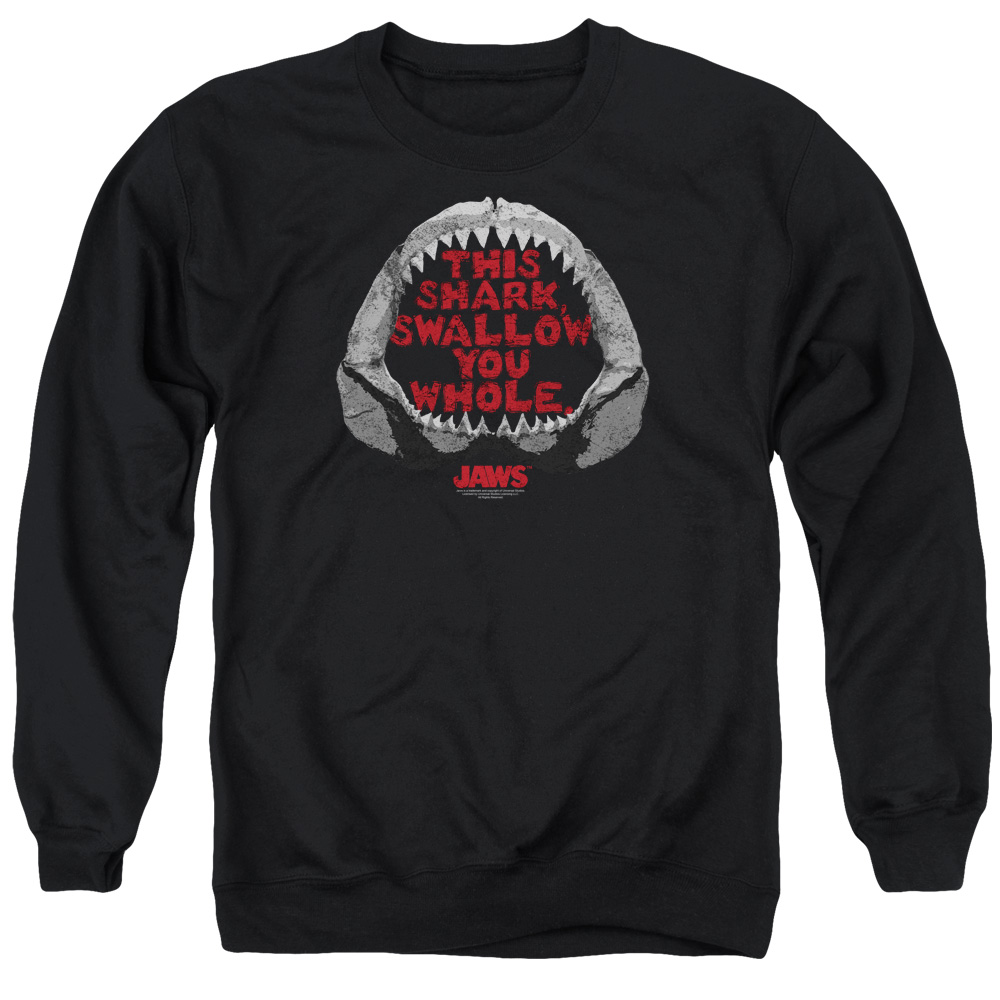 UNI414-AS-3 Jaws This Shark Adult Crewneck Sweatshirt, Black - Large