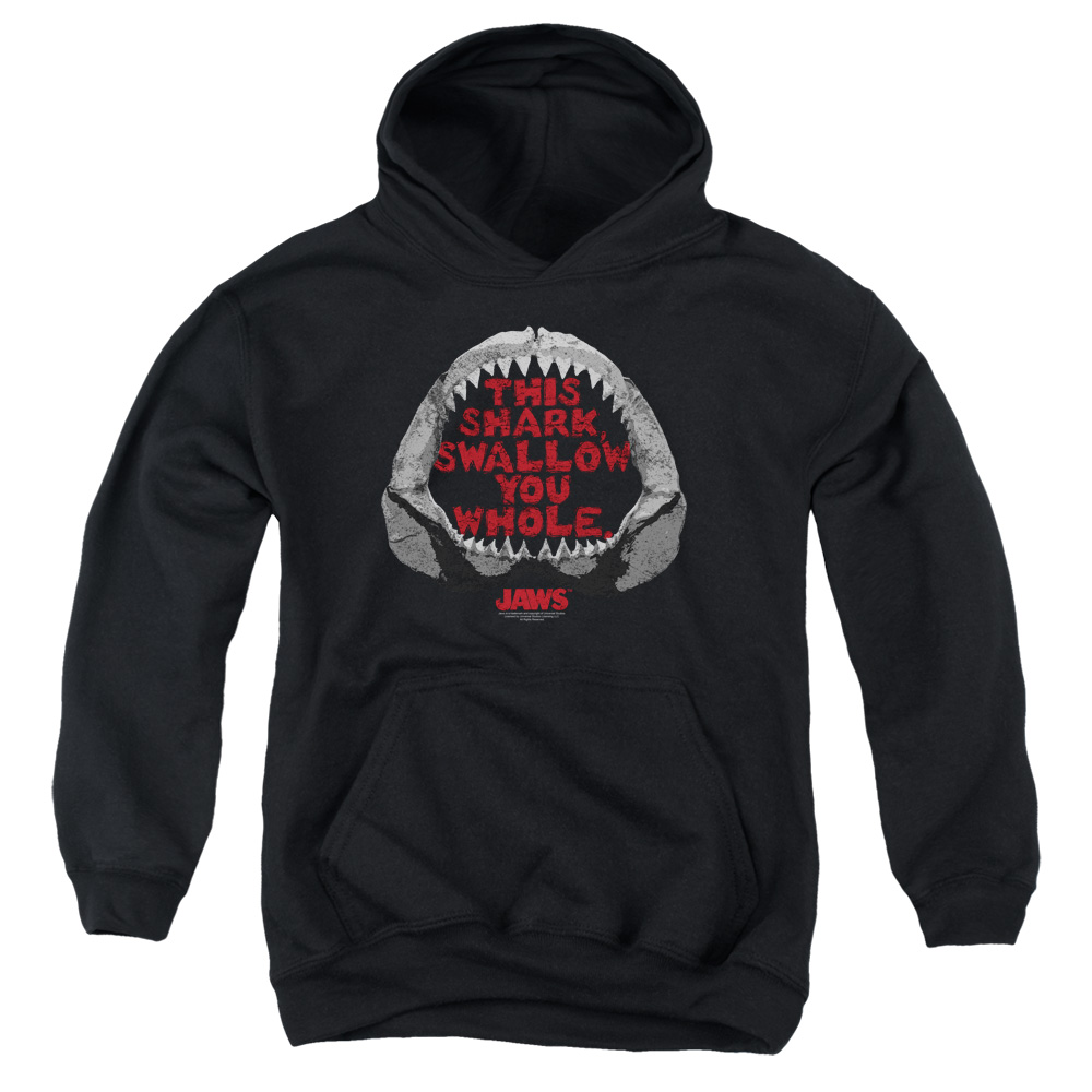 UNI414-YFTH-2 Jaws This Shark Youth Hooded Sweatshirt, Black - Medium