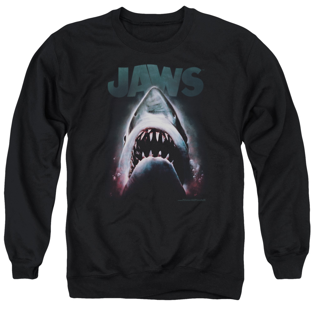 UNI352-AS-2 Jaws Terror In The Deep Adult Crewneck Sweatshirt, Black - Medium