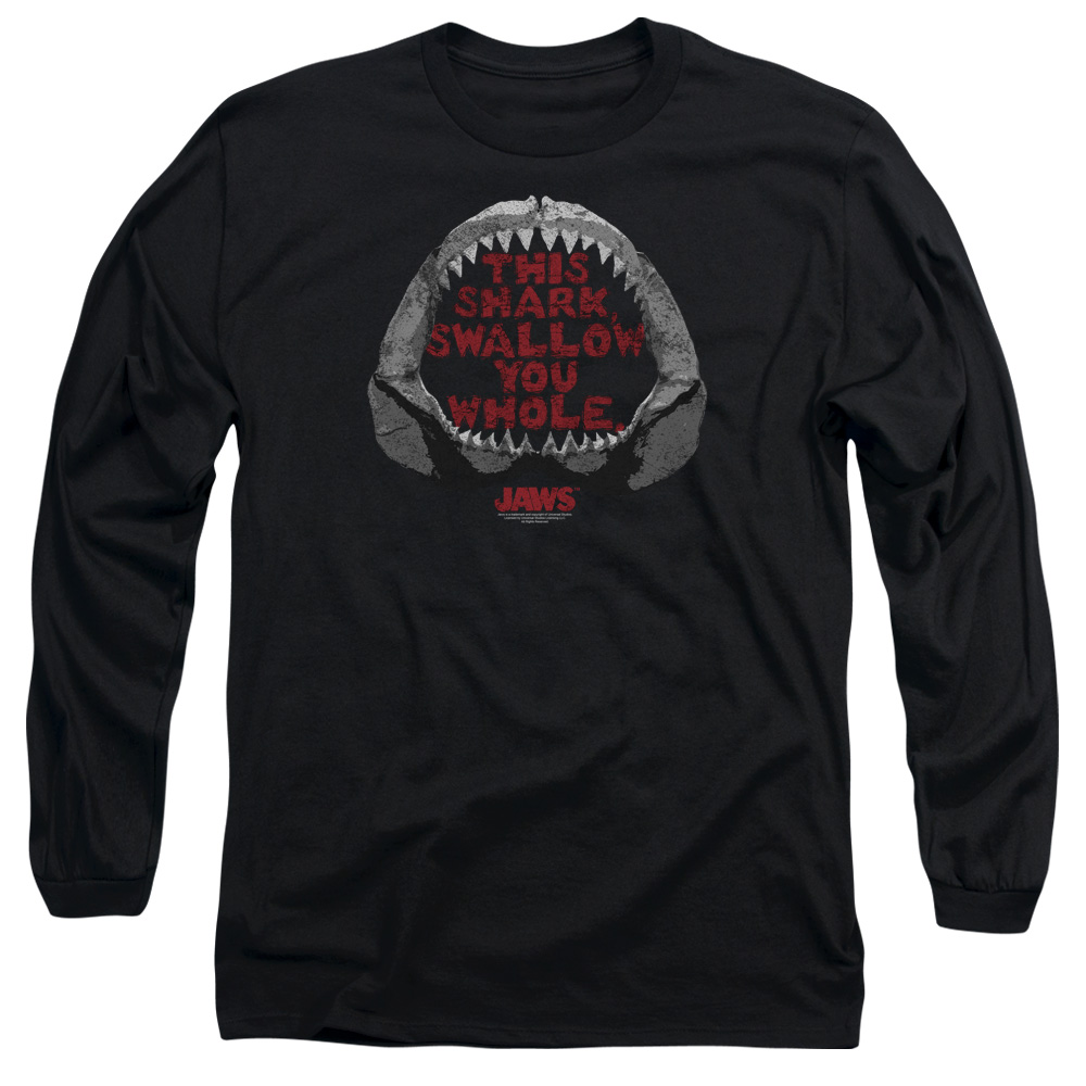 UNI414-AL-2 Jaws This Shark Adult Long Sleeve T-Shirt, Black - Medium