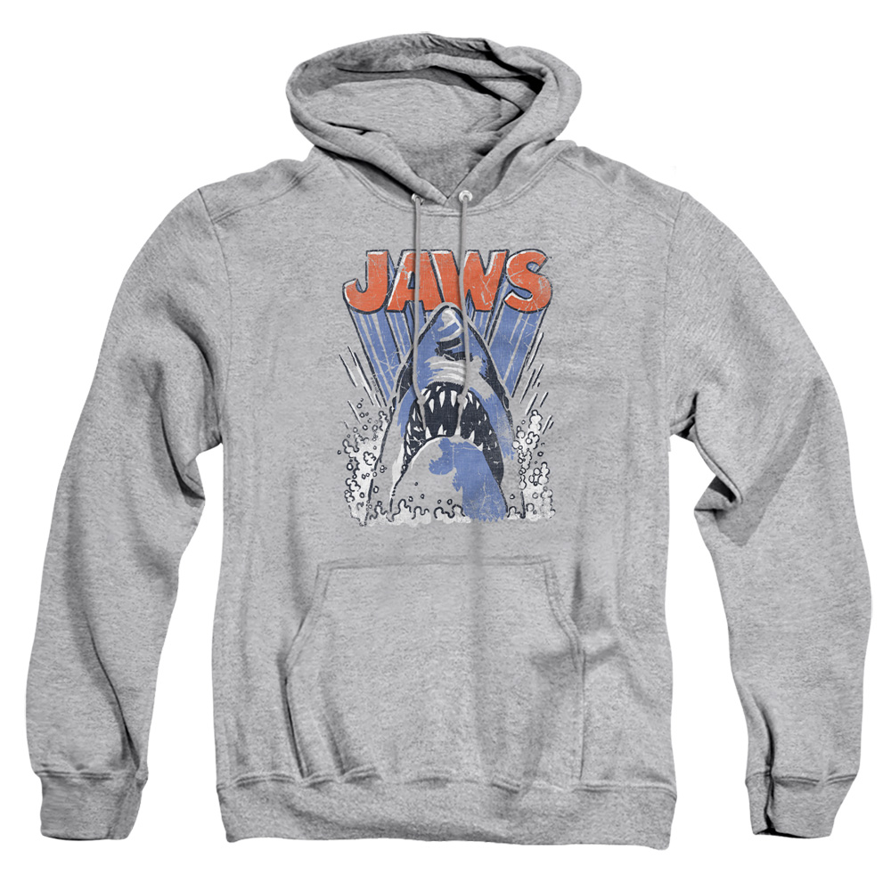UNI720-AFTH-4 Jaws Comic Splash Adult Pullover Hoodie, Athletic Heather - Extra Large