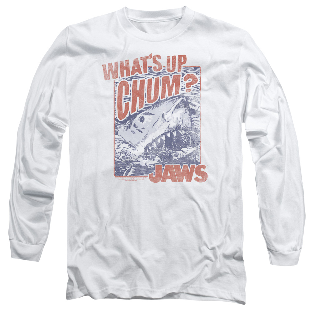 UNI537-AL-2 Jaws Chum Adult Long Sleeve T-Shirt, White - Medium