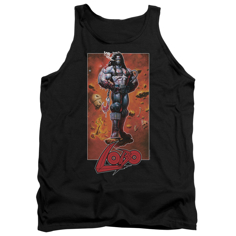 JLA859-TK-2 JLA Lobo Pose Adult Tank Top, Black - Medium